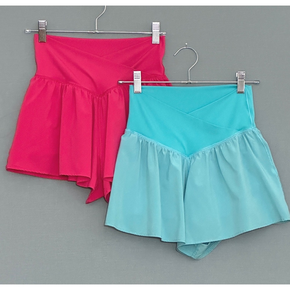 OFFLINE by Aerie Real Me Crossover Skort Set of 2 Pink Teal Blue Womens Small